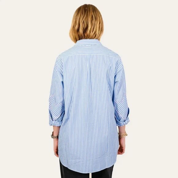 Kerri Rosenthal Mia Shirt Stripe Tunic Top Buttondown Printed Cotton L 282395 - Picture 2 of 7